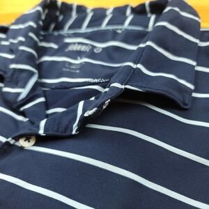 Johnnie O Mens Navy White Striped Polo Shirt Short Sleeve Size XL Golf Casual